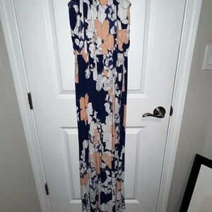 Saint Tropez West Navy and Peach Floral Dress